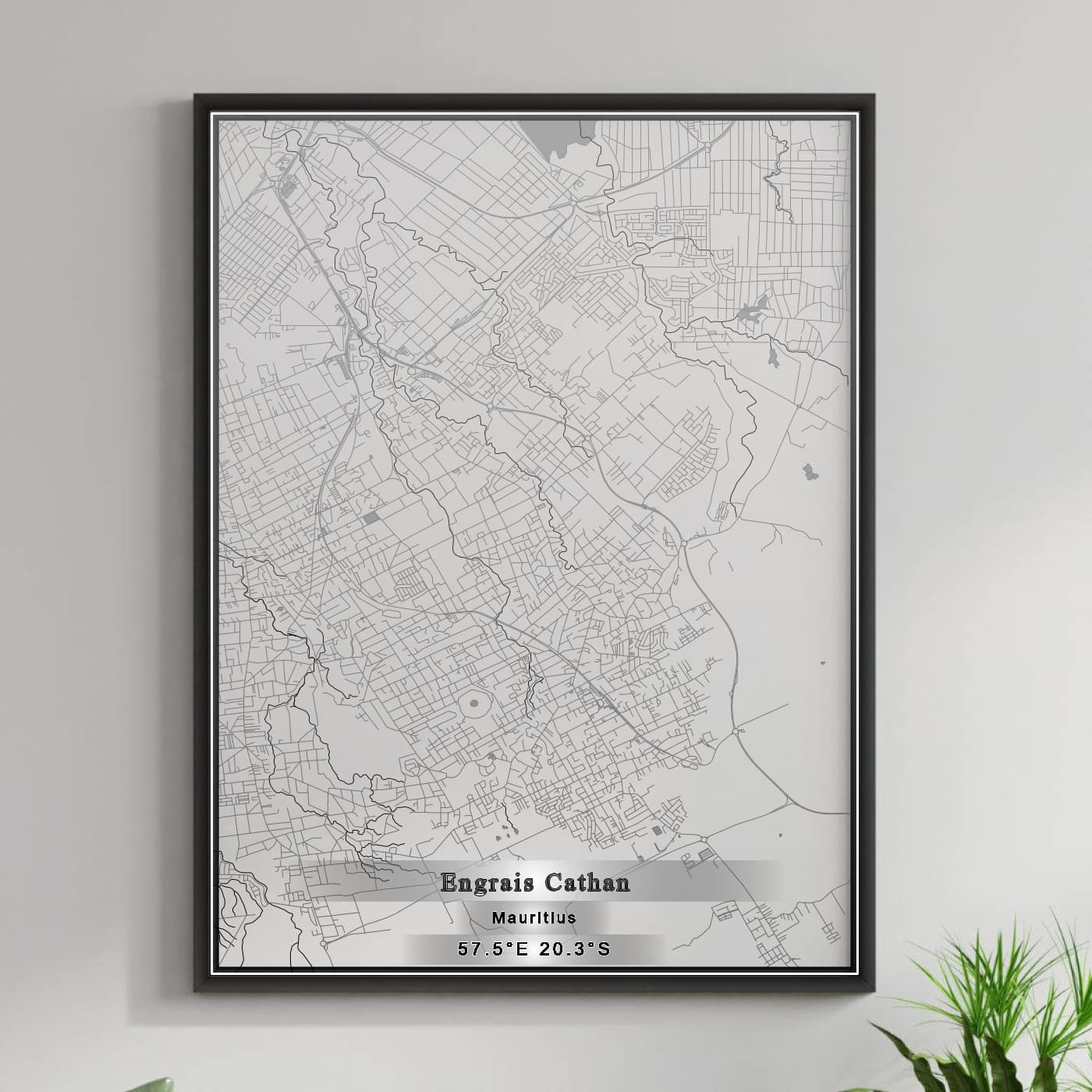 ROAD MAP OF ENGRAIS CATHAN, MAURITIUS BY MAPBAKES