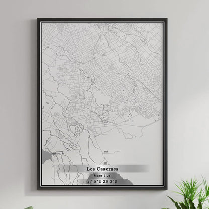 ROAD MAP OF LES CASERNES, MAURITIUS BY MAPBAKES
