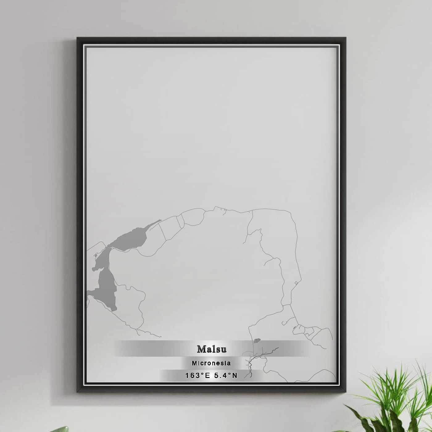 ROAD MAP OF MALSU, MICRONESIA BY MAPBAKES