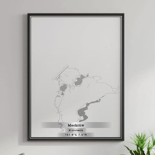 ROAD MAP OF MECHITIW, MICRONESIA BY MAPBAKES