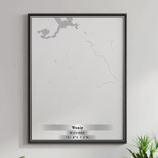 ROAD MAP OF WONIP, MICRONESIA BY MAPBAKES