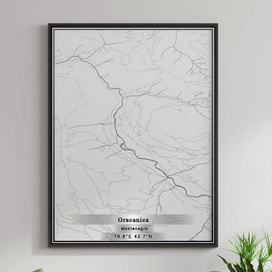 ROAD MAP OF GRAČANICA, MONTENEGRO BY MAPBAKES
