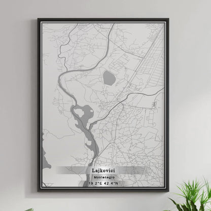 ROAD MAP OF LAJKOVIĆI, MONTENEGRO BY MAPBAKES
