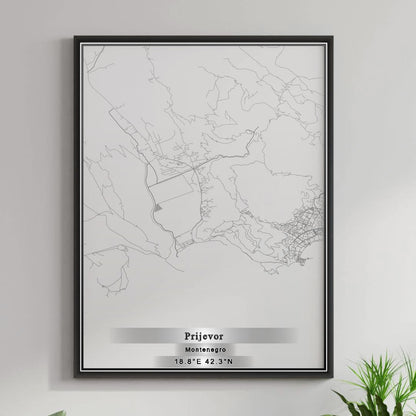 ROAD MAP OF PRIJEVOR, MONTENEGRO BY MAPBAKES