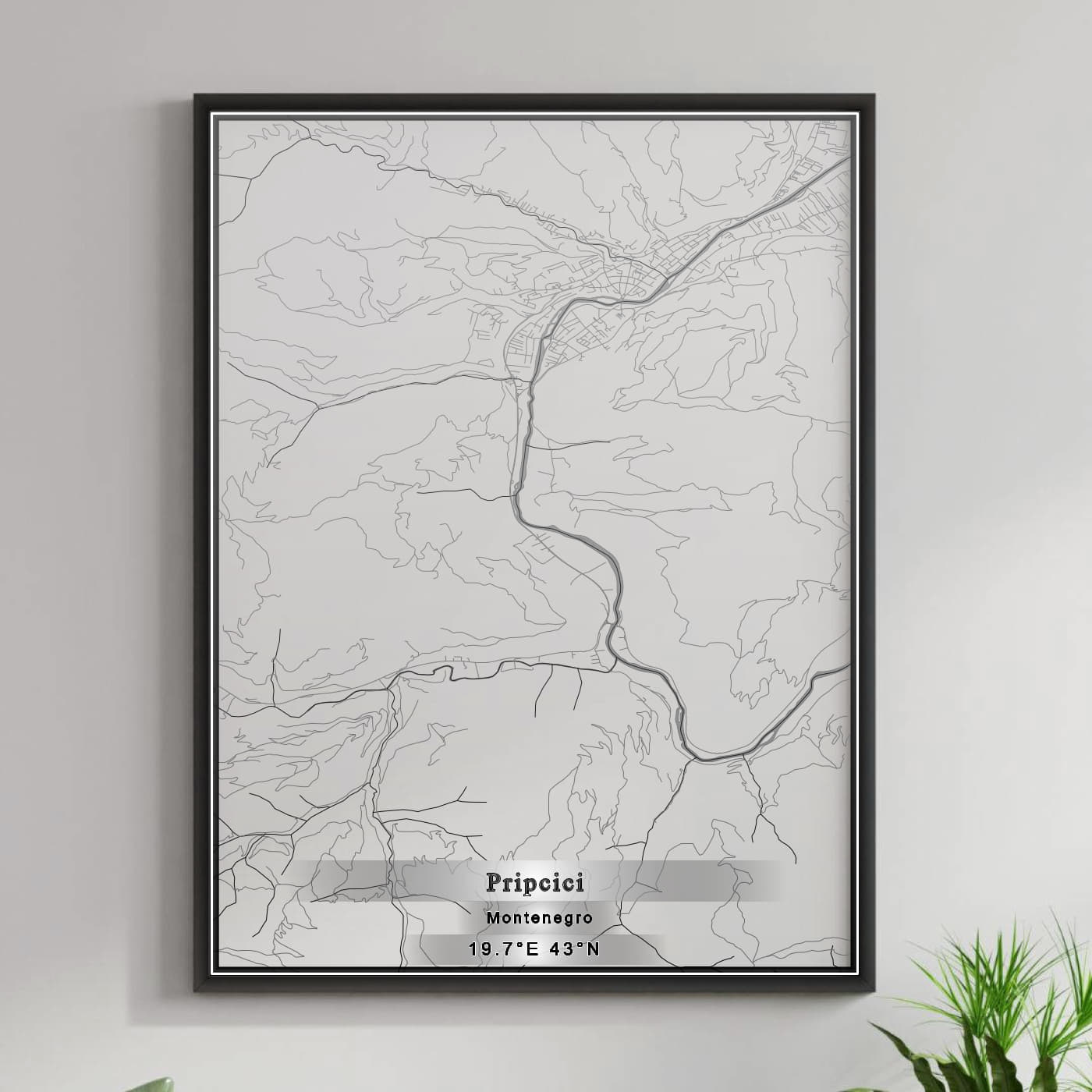 ROAD MAP OF PRIPČIĆI, MONTENEGRO BY MAPBAKES