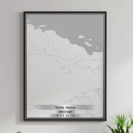 ROAD MAP OF VELIKI OSTROS, MONTENEGRO BY MAPBAKES