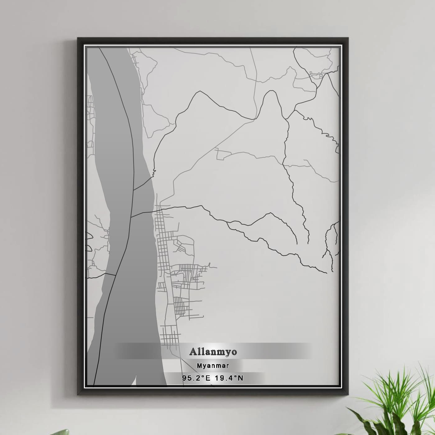 ROAD MAP OF ALLANMYO, MYANMAR BY MAPBAKES