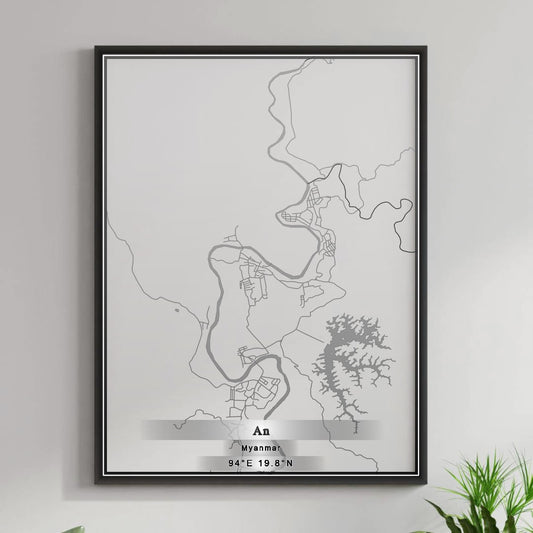 ROAD MAP OF AN, MYANMAR BY MAPBAKES