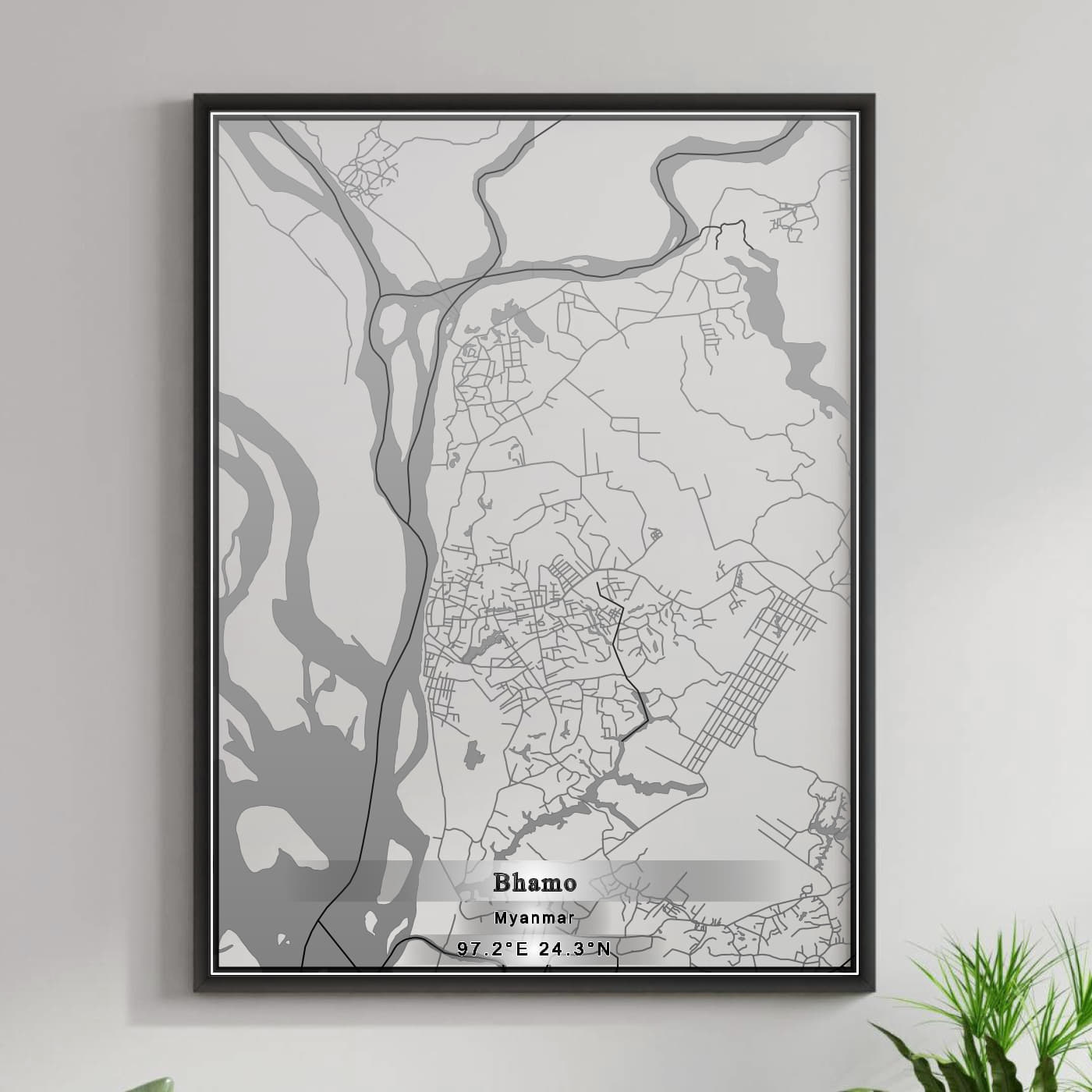 ROAD MAP OF BHAMO, MYANMAR BY MAPBAKES