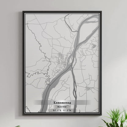 ROAD MAP OF KAMAMAUNG, MYANMAR BY MAPBAKES