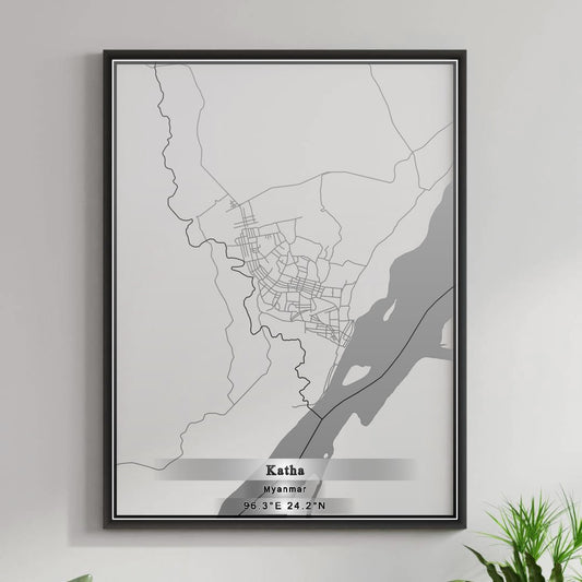 ROAD MAP OF KATHA, MYANMAR BY MAPBAKES