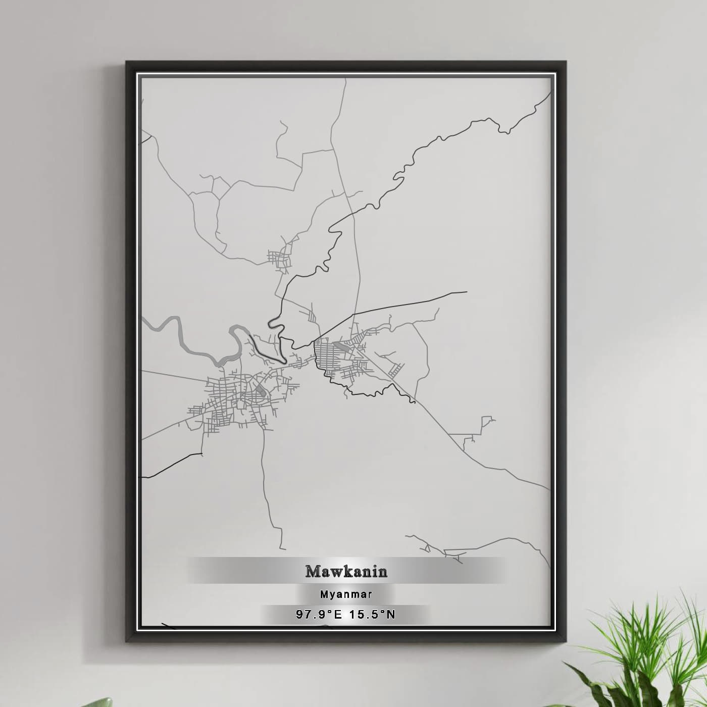 ROAD MAP OF MAWKANIN, MYANMAR BY MAPBAKES