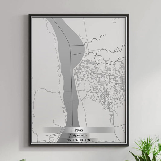 ROAD MAP OF PYAY, MYANMAR BY MAPBAKES