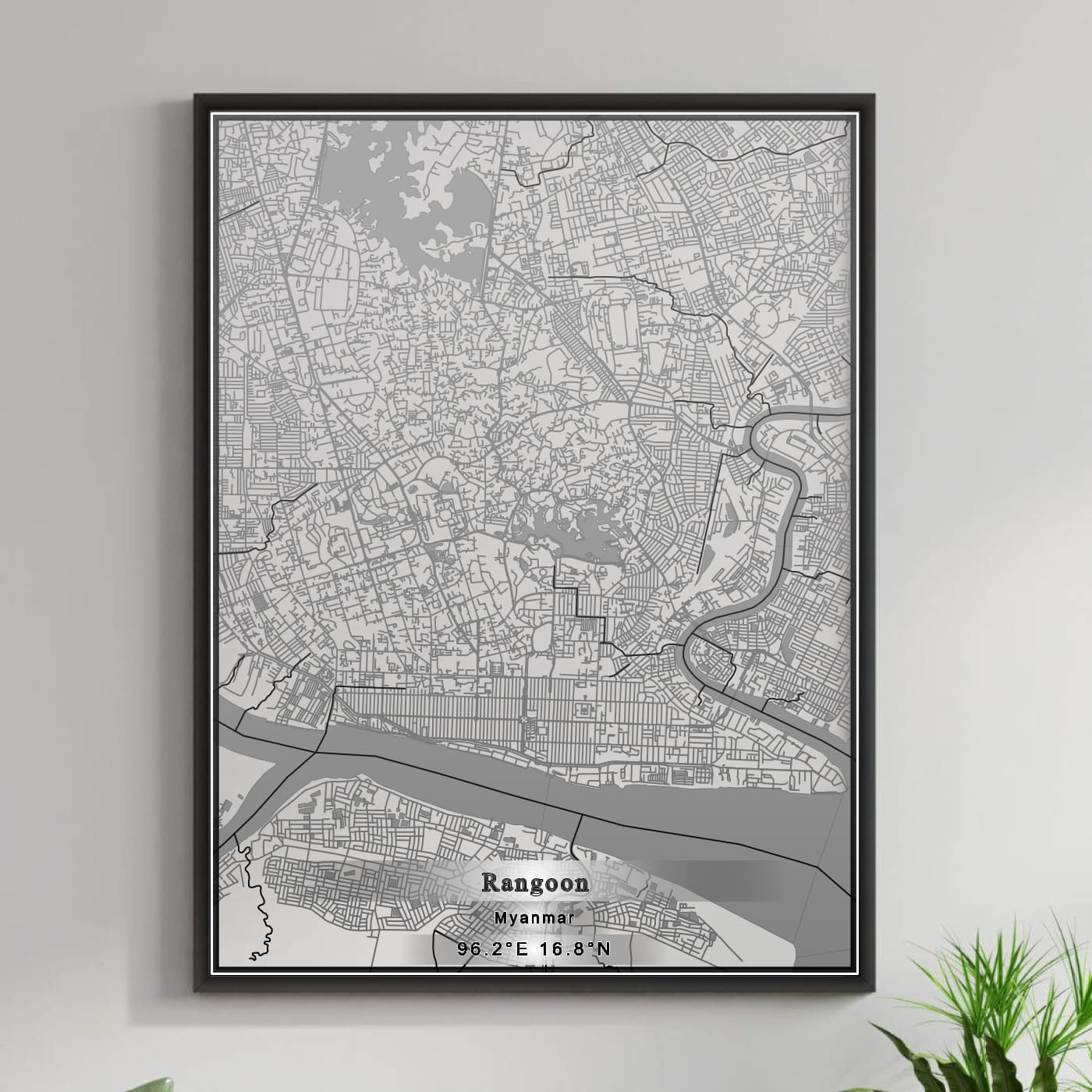 ROAD MAP OF RANGOON, MYANMAR BY MAPBAKES