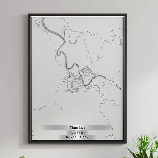 ROAD MAP OF THANDWE, MYANMAR BY MAPBAKES