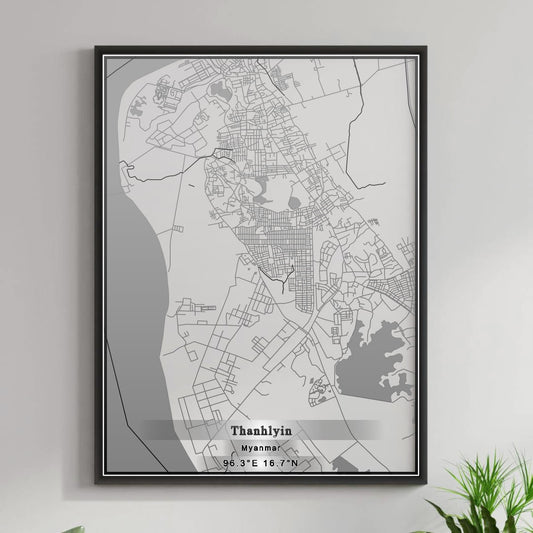 ROAD MAP OF THANHLYIN, MYANMAR BY MAPBAKES