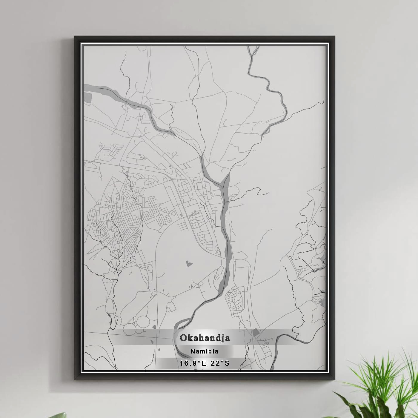 ROAD MAP OF OKAHANDJA, NAMIBIA BY MAPBAKES