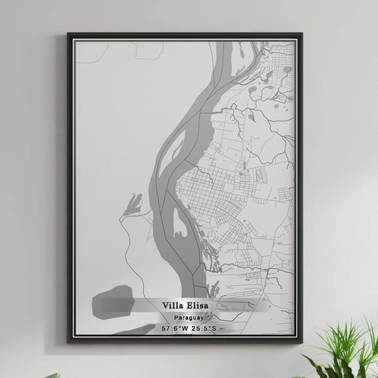 ROAD MAP OF VILLA ELISA, PARAGUAY BY MAPBAKES