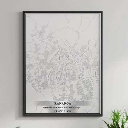 ROAD MAP OF KANANGA, DEMOCRATIC REPUBLIC OF THE CONGO BY MAPBAKES