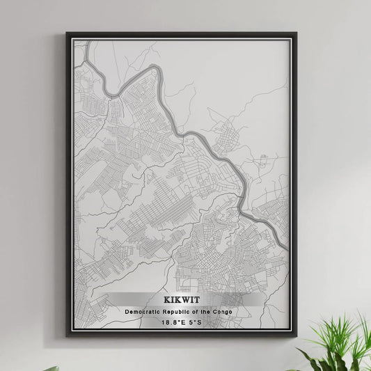 ROAD MAP OF KIKWIT, DEMOCRATIC REPUBLIC OF THE CONGO BY MAPBAKES