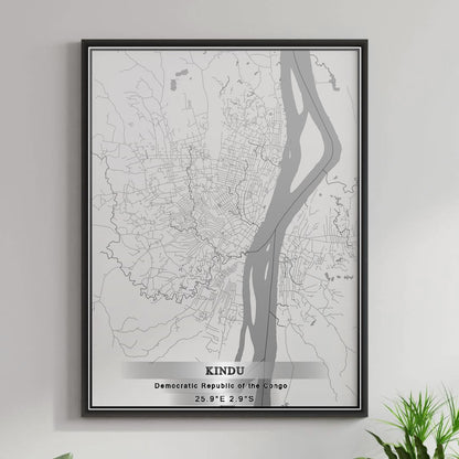 ROAD MAP OF KINDU, DEMOCRATIC REPUBLIC OF THE CONGO BY MAPBAKES