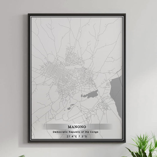 ROAD MAP OF MANONO, DEMOCRATIC REPUBLIC OF THE CONGO BY MAPBAKES