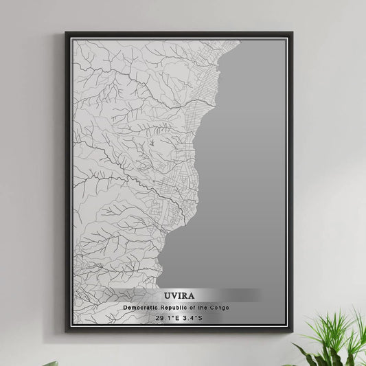 ROAD MAP OF UVIRA, DEMOCRATIC REPUBLIC OF THE CONGO BY MAPBAKES
