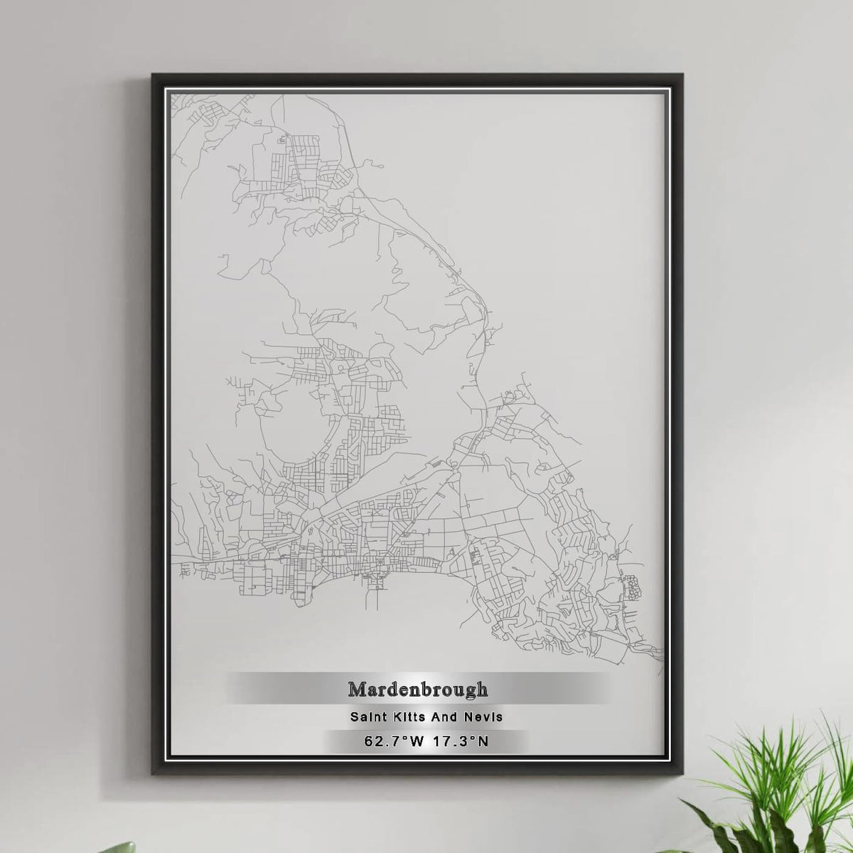 ROAD MAP OF MARDENBROUGH, SAINT KITTS AND NEVIS BY MAPBAKES