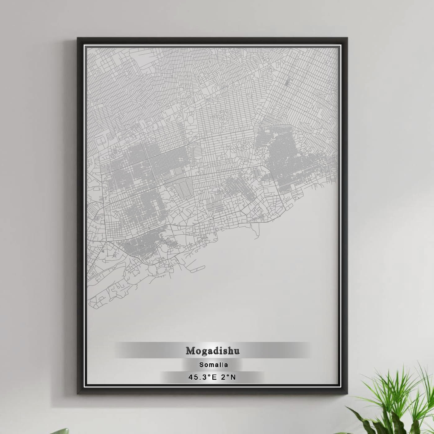 ROAD MAP OF MOGADISHU, SOMALIA BY MAPBAKES