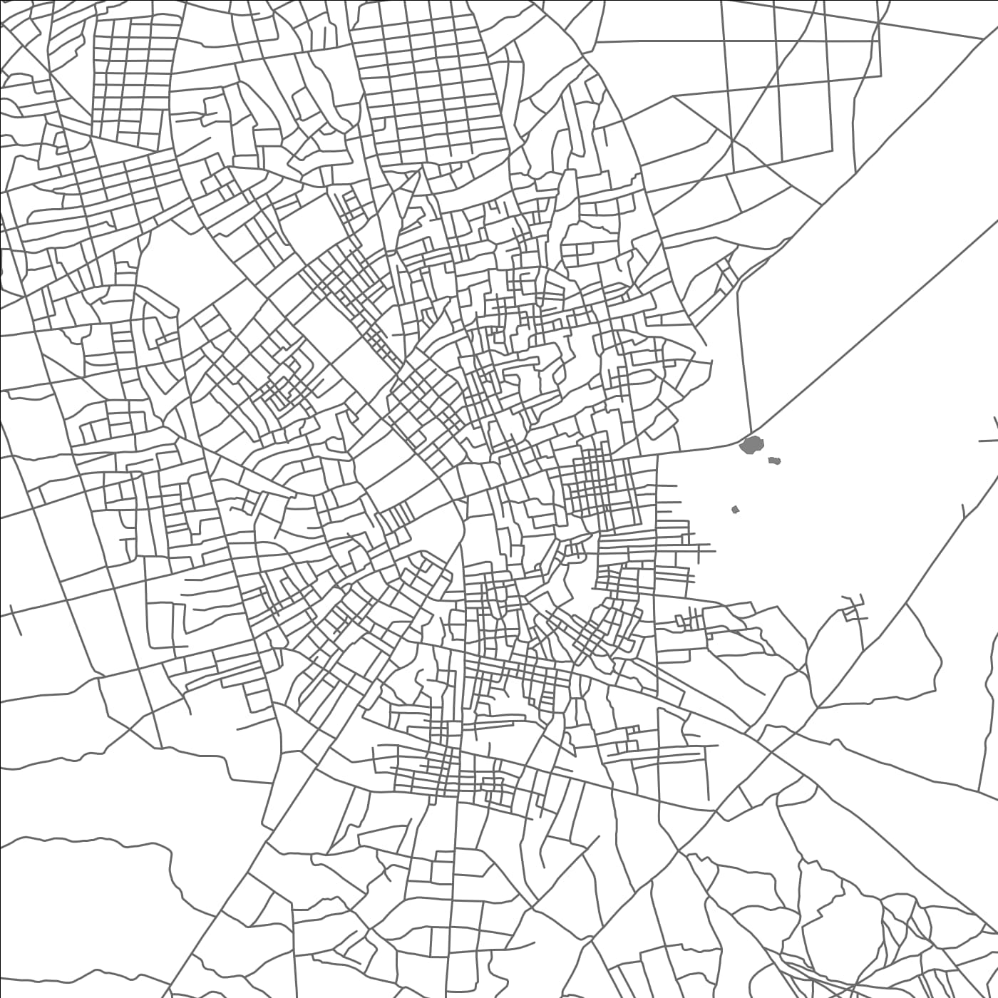 ROAD MAP OF GAALKACYO, SOMALIA BY MAPBAKES