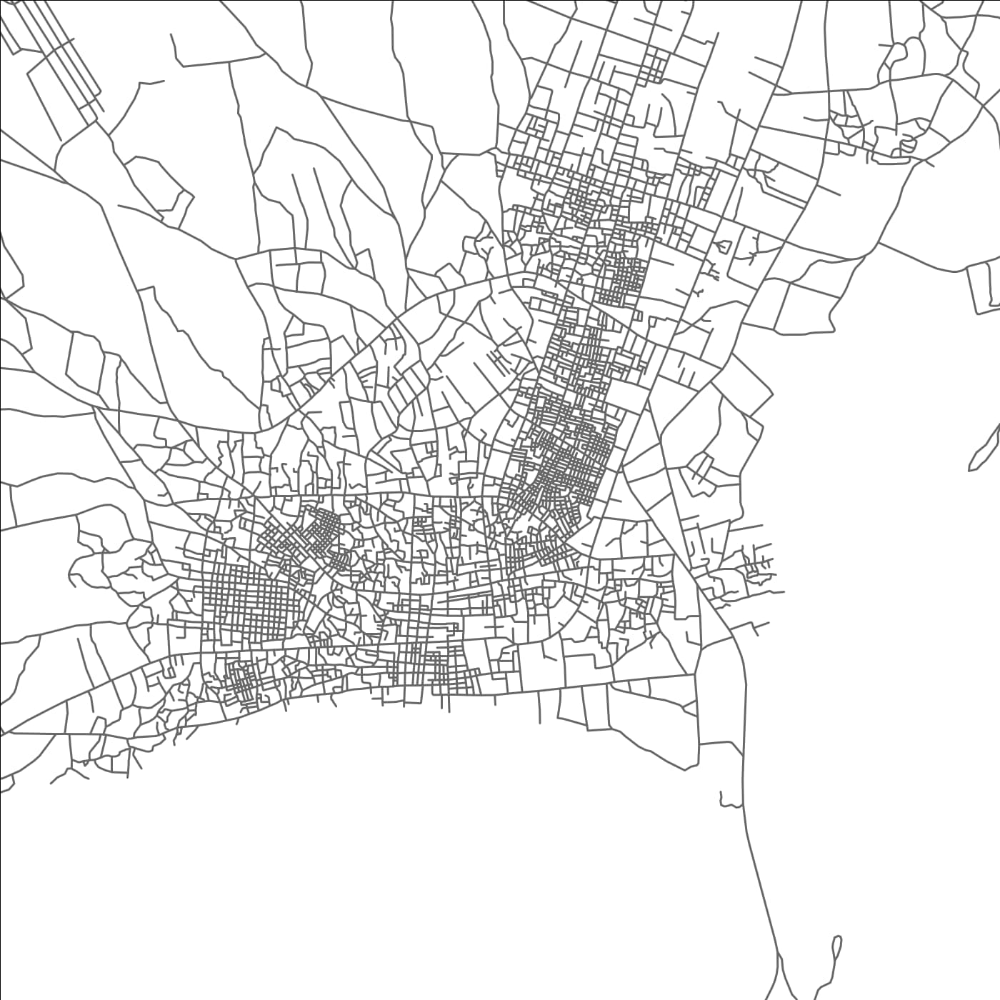 ROAD MAP OF KISMAAYO, SOMALIA BY MAPBAKES