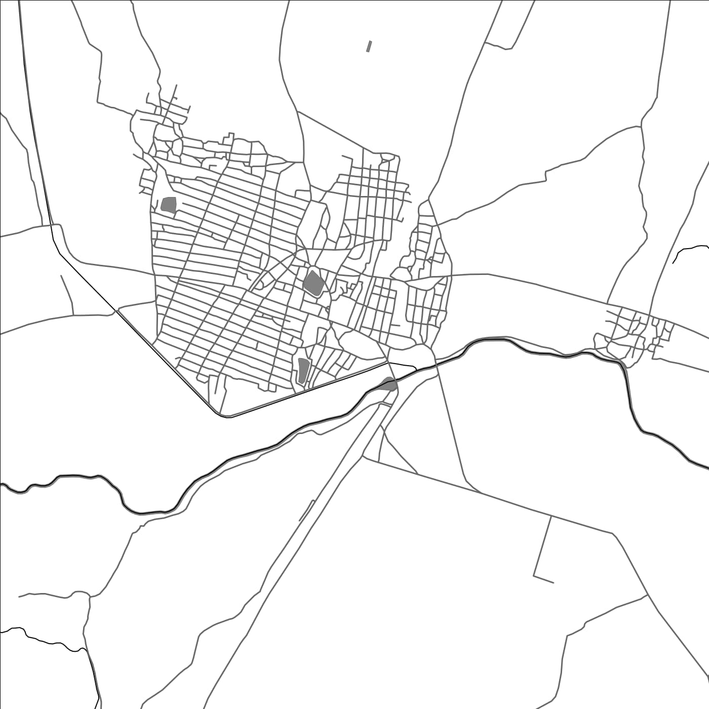 ROAD MAP OF QORYOOLEY, SOMALIA BY MAPBAKES