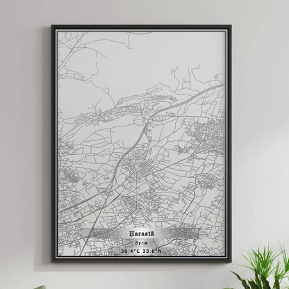 ROAD MAP OF HARASTA, SYRIA BY MAPBAKES