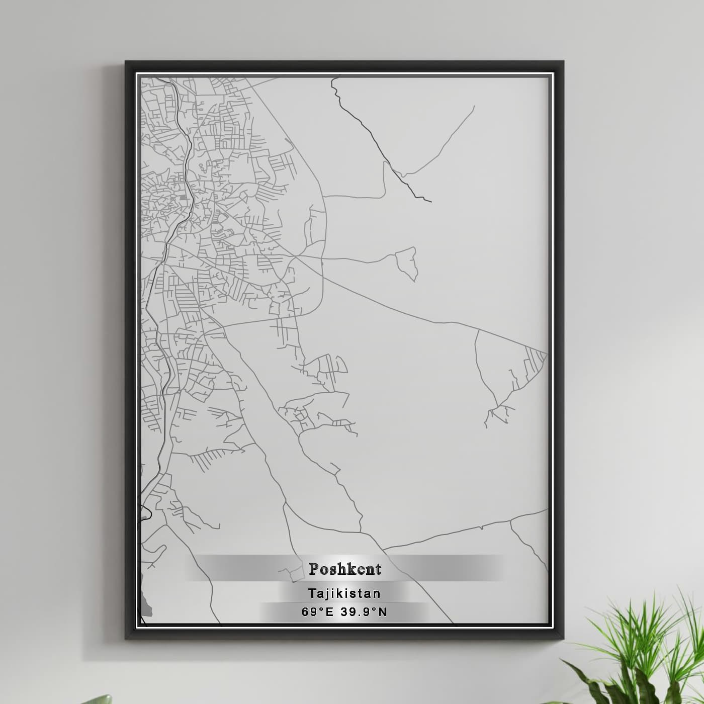 ROAD MAP OF POSHKENT, TAJIKISTAN BY MAPBAKES