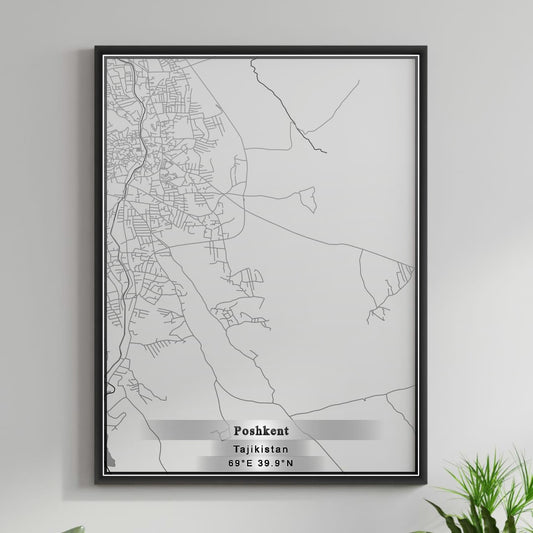 ROAD MAP OF POSHKENT, TAJIKISTAN BY MAPBAKES