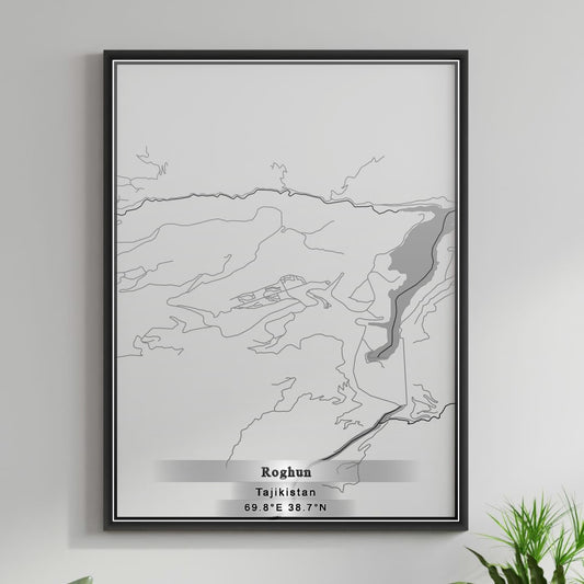 ROAD MAP OF ROGHUN, TAJIKISTAN BY MAPBAKES