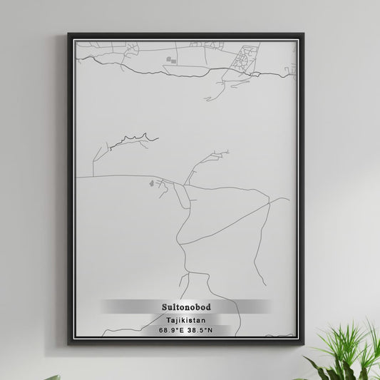 ROAD MAP OF SULTONOBOD, TAJIKISTAN BY MAPBAKES