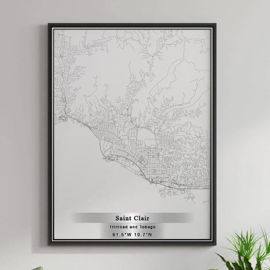 ROAD MAP OF SAINT CLAIR, TRINIDAD AND TOBAGO BY MAPBAKES