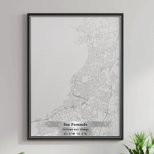 ROAD MAP OF SAN FERNANDO, TRINIDAD AND TOBAGO BY MAPBAKES