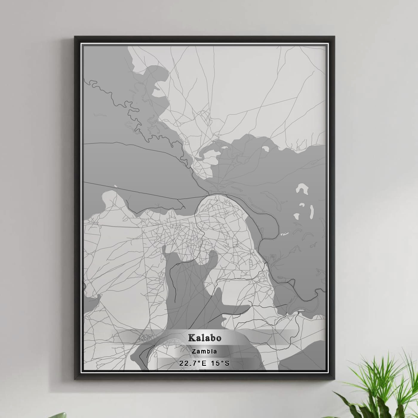 ROAD MAP OF KALABO, ZAMBIA BY MAPBAKES