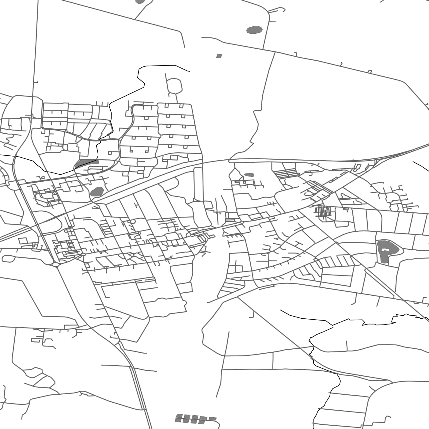 ROAD MAP OF VOJENS, DENMARK BY MAPBAKES