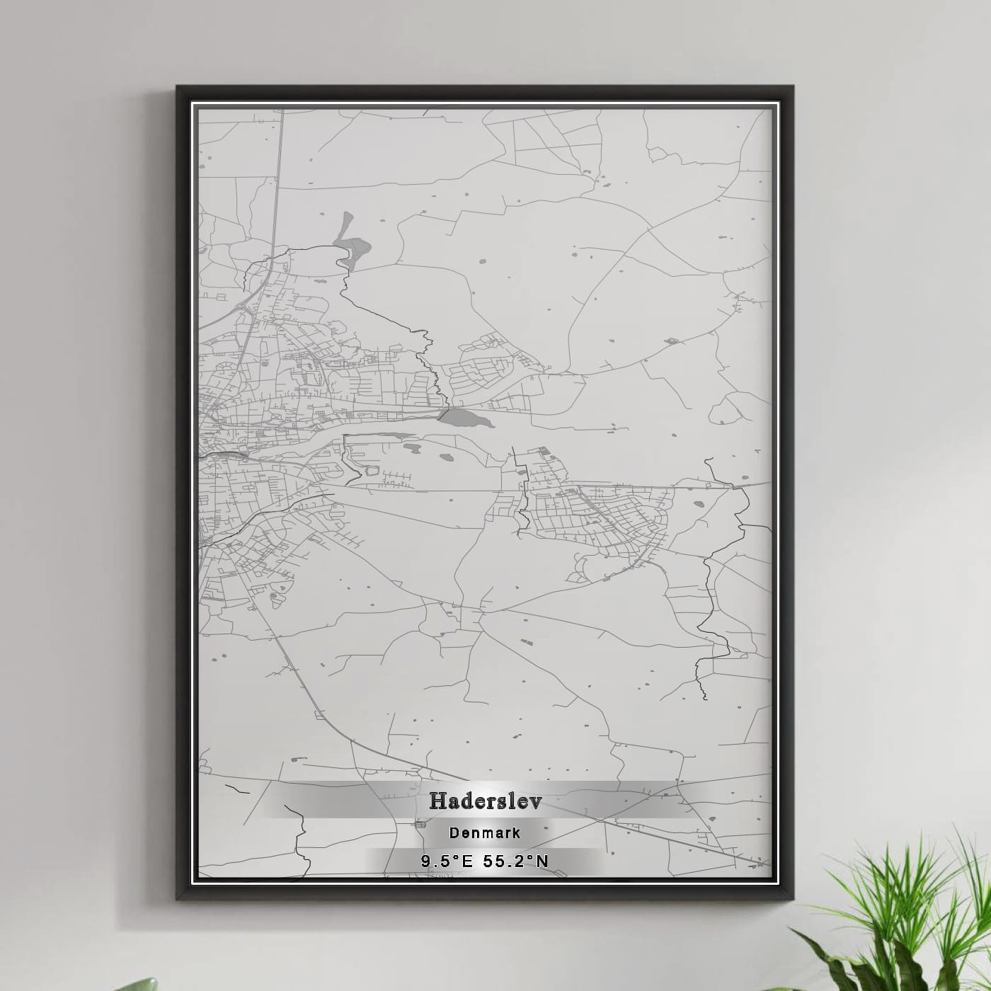 ROAD MAP OF HADERSLEV, DENMARK BY MAPBAKES