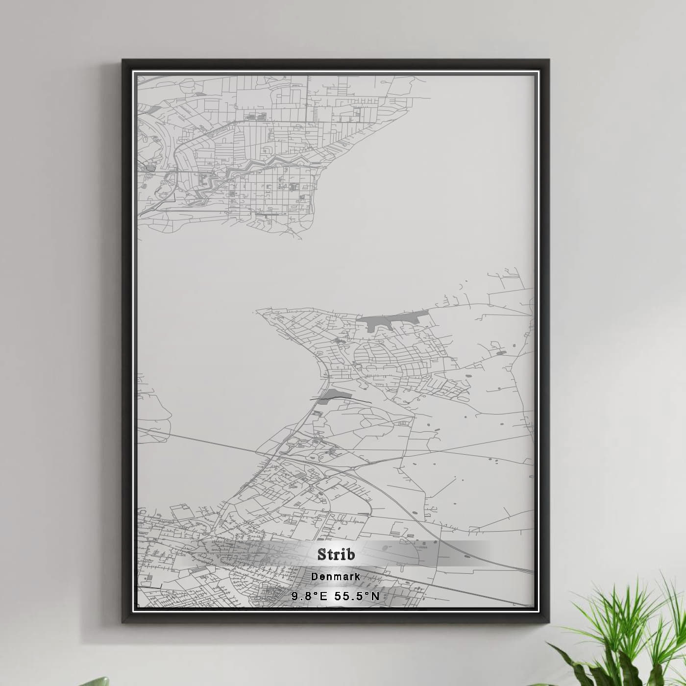 ROAD MAP OF STRIB, DENMARK BY MAPBAKES