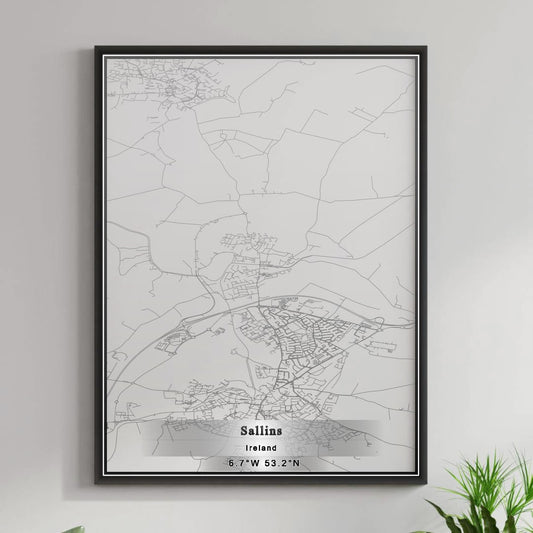ROAD MAP OF SALLINS, IRELAND BY MAPBAKES