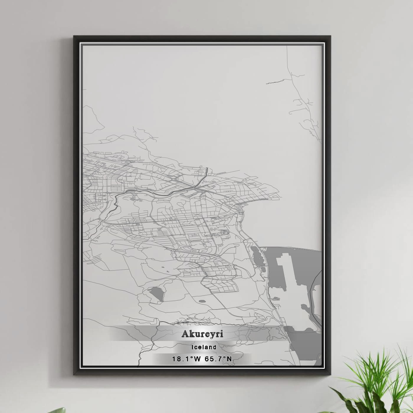 ROAD MAP OF AKUREYRI, ICELAND BY MAPBAKES