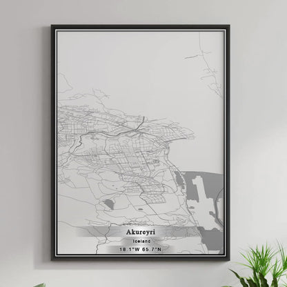 ROAD MAP OF AKUREYRI, ICELAND BY MAPBAKES