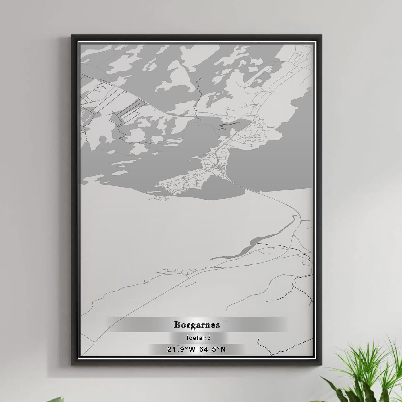 ROAD MAP OF BORGARNES, ICELAND BY MAPBAKES