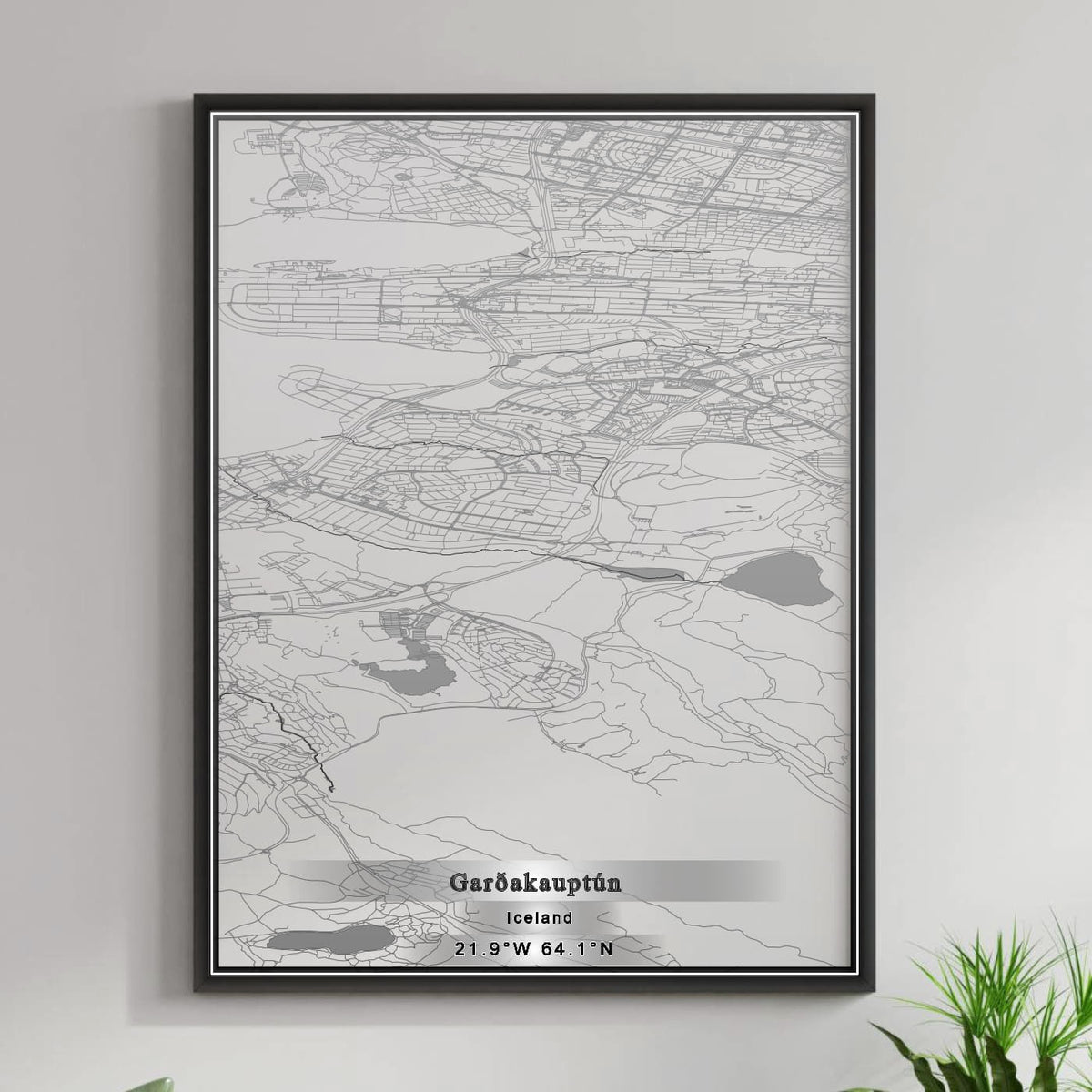 ROAD MAP OF GARÐAKAUPTUN, ICELAND BY MAPBAKES