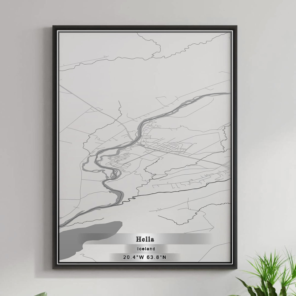ROAD MAP OF HELLA, ICELAND BY MAPBAKES