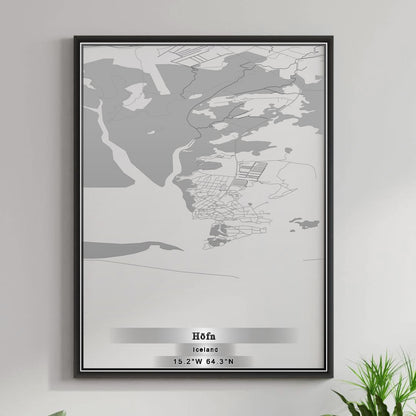 ROAD MAP OF HOFN, ICELAND BY MAPBAKES